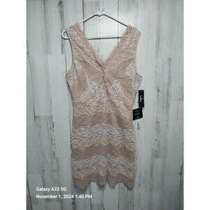 Lulu's Sweetest Desire V Neck Sleeveless Blush Lace Dress Size Large NWT